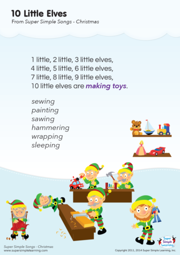 10 Little Elves Lyrics Poster - Super Simple