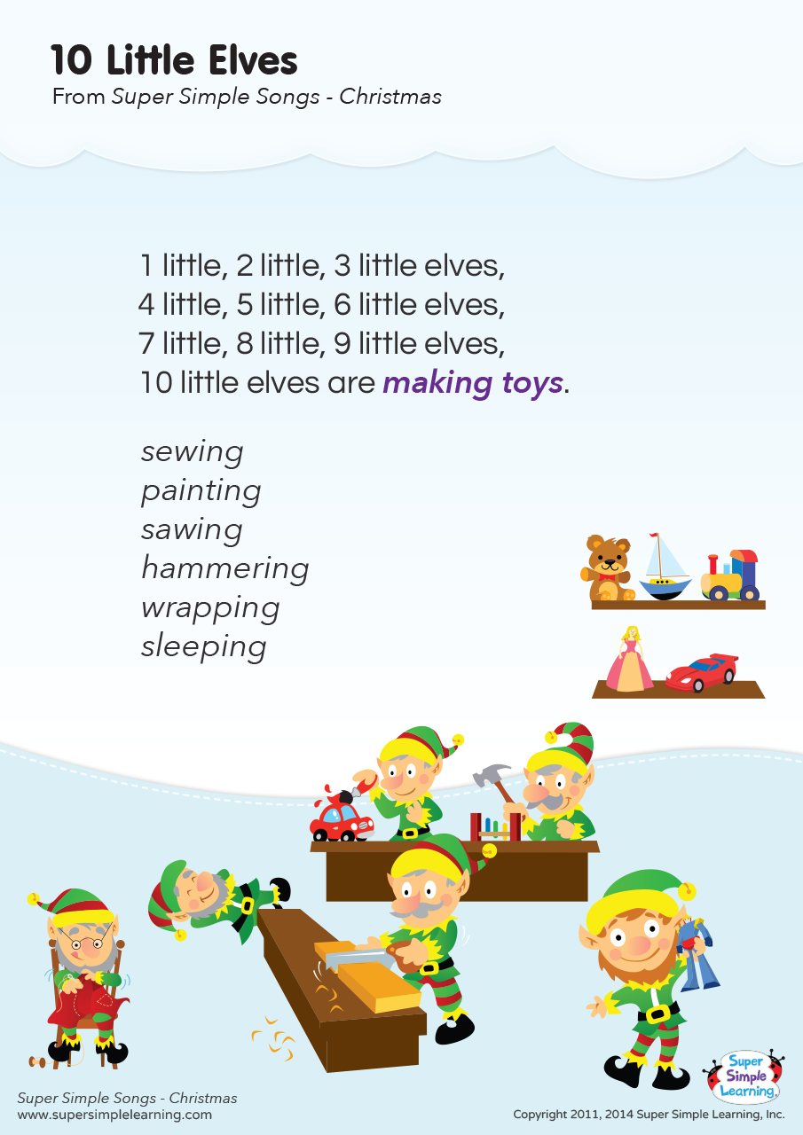 10 Little Elves Lyrics Poster Super Simple