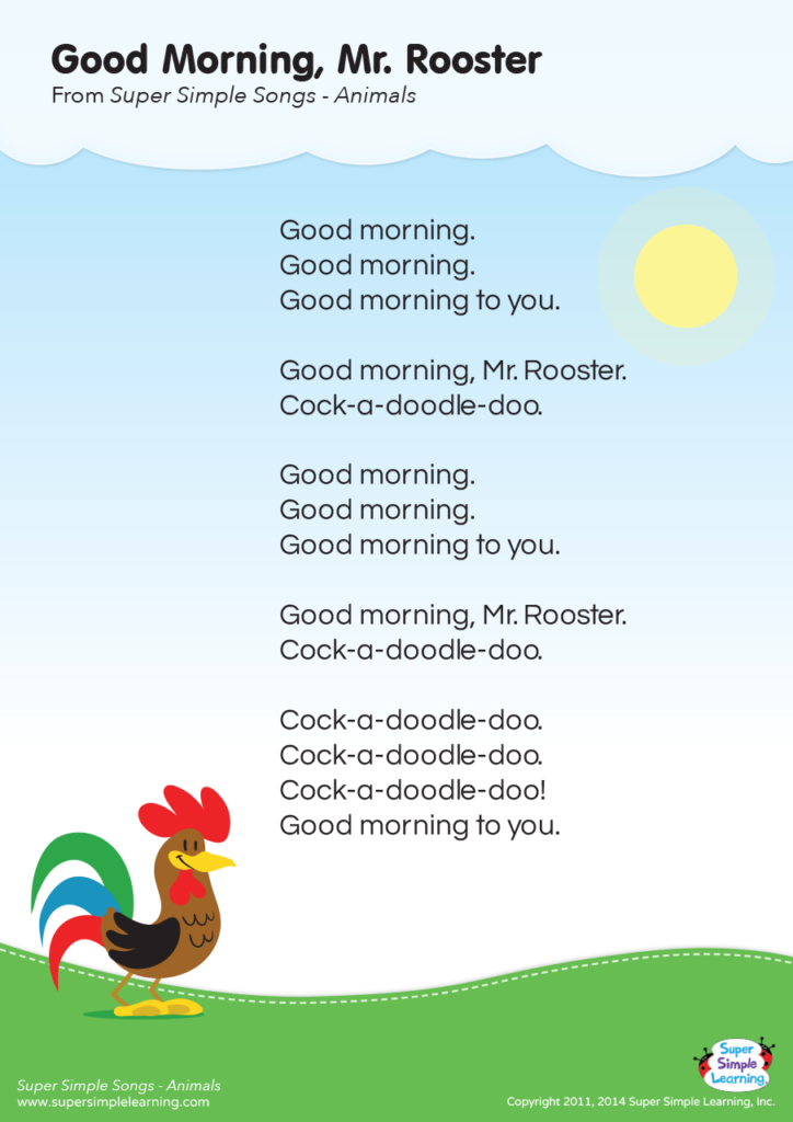 Good Morning, Mr. Rooster Lyrics Poster - Super Simple