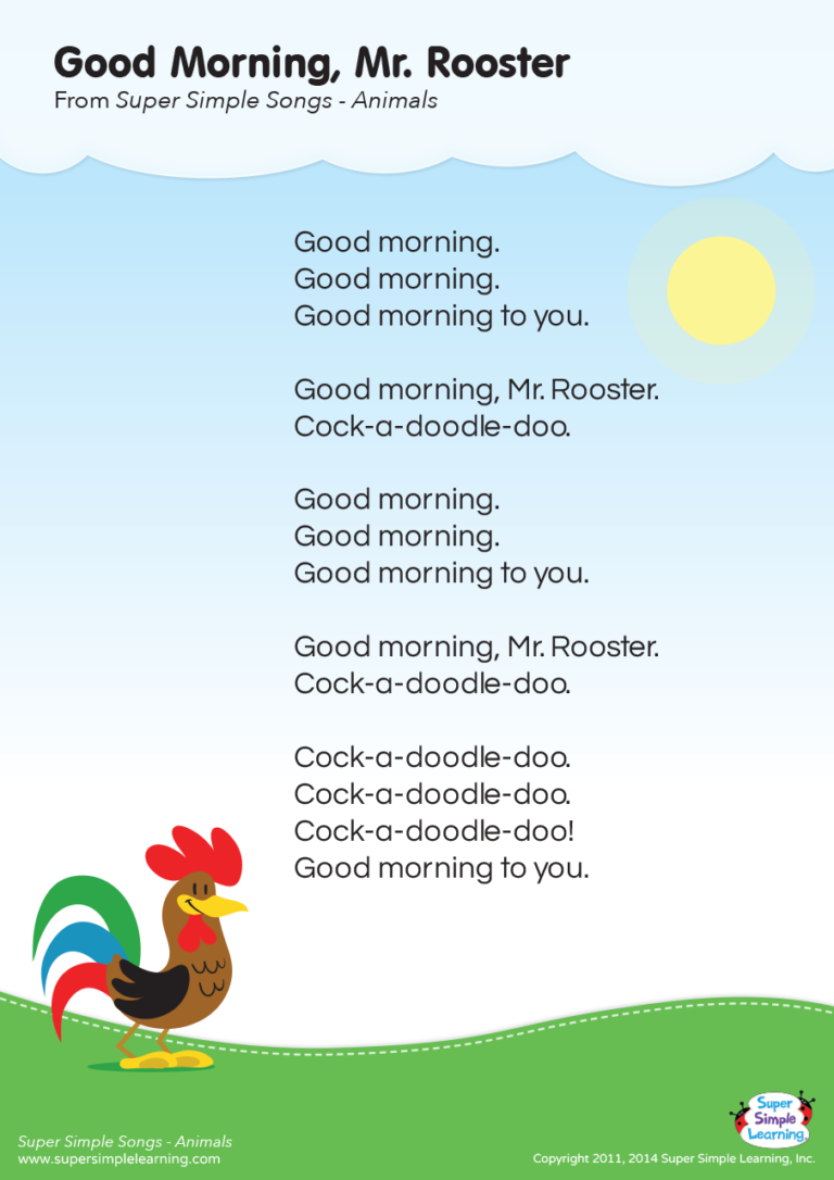 Good Morning Mr Rooster Lyrics Poster Super Simple