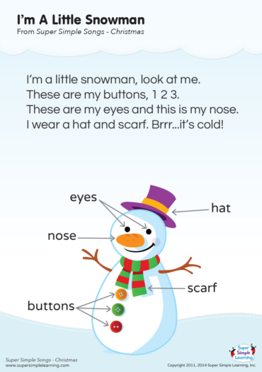 I'm A Little Snowman Lyrics Poster - Super Simple