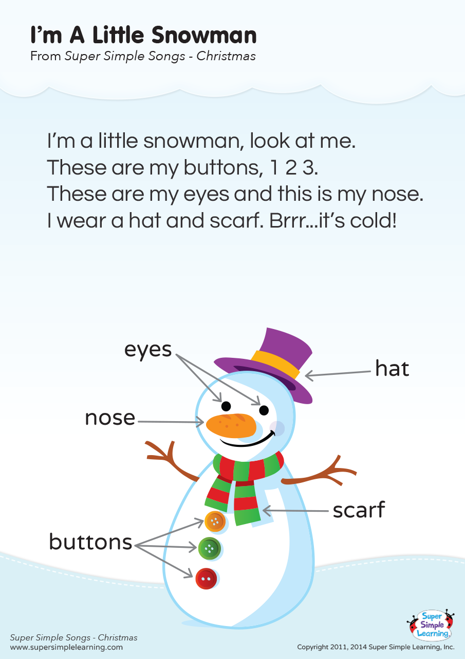 Download I'm A Little Snowman Lyrics Poster - Super Simple