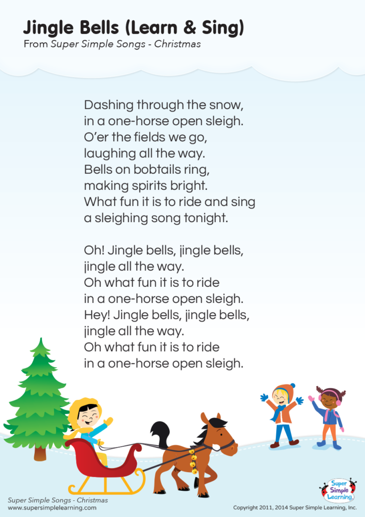 Jingle Bells Learn Sing Lyrics Poster Super Simple
