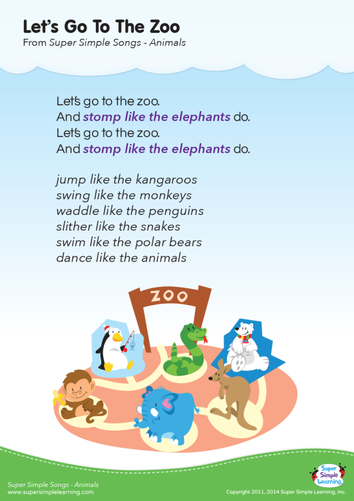 Let's Go To The Zoo Lyrics Poster - Super Simple
