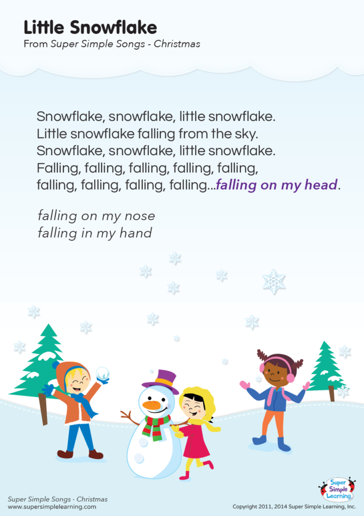 Download Little Snowflake Lyrics Poster - Super Simple