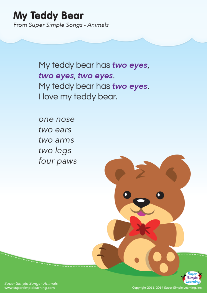 My Teddy Bear Lyrics Poster Super Simple - roblox id code for im a gummy bear