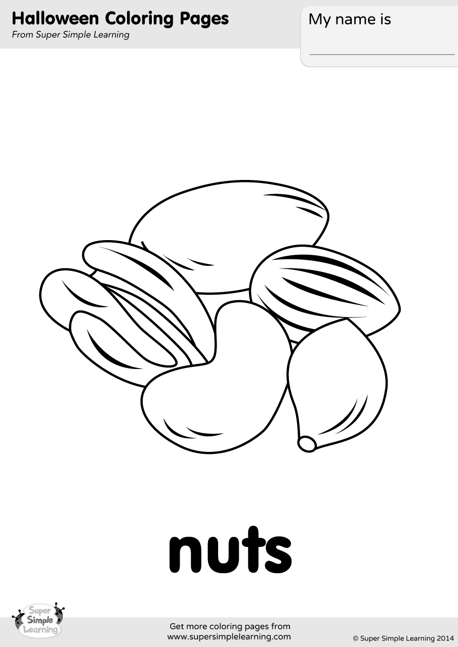 Nuts Coloring Page - Super Simple.