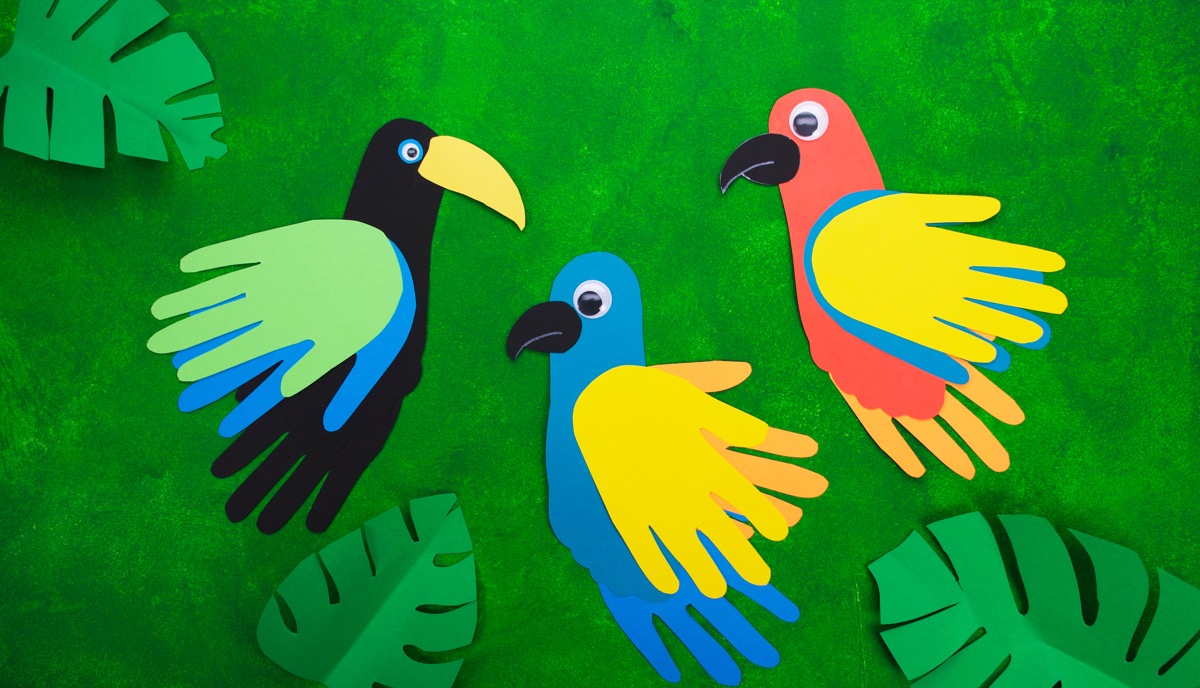 Parrot Craft with Foot and Hand Cut Outs - Super Simple