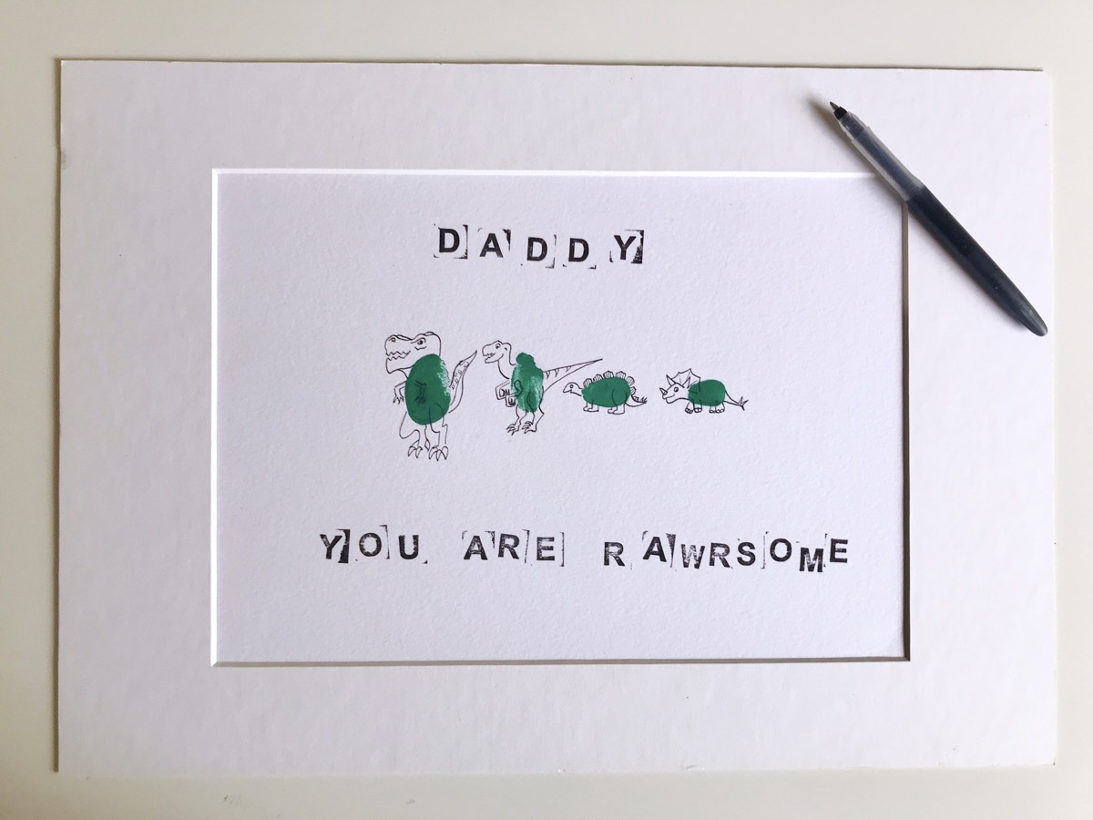 Father's Day - Dinosaur Family Fingerprint - Pen Work