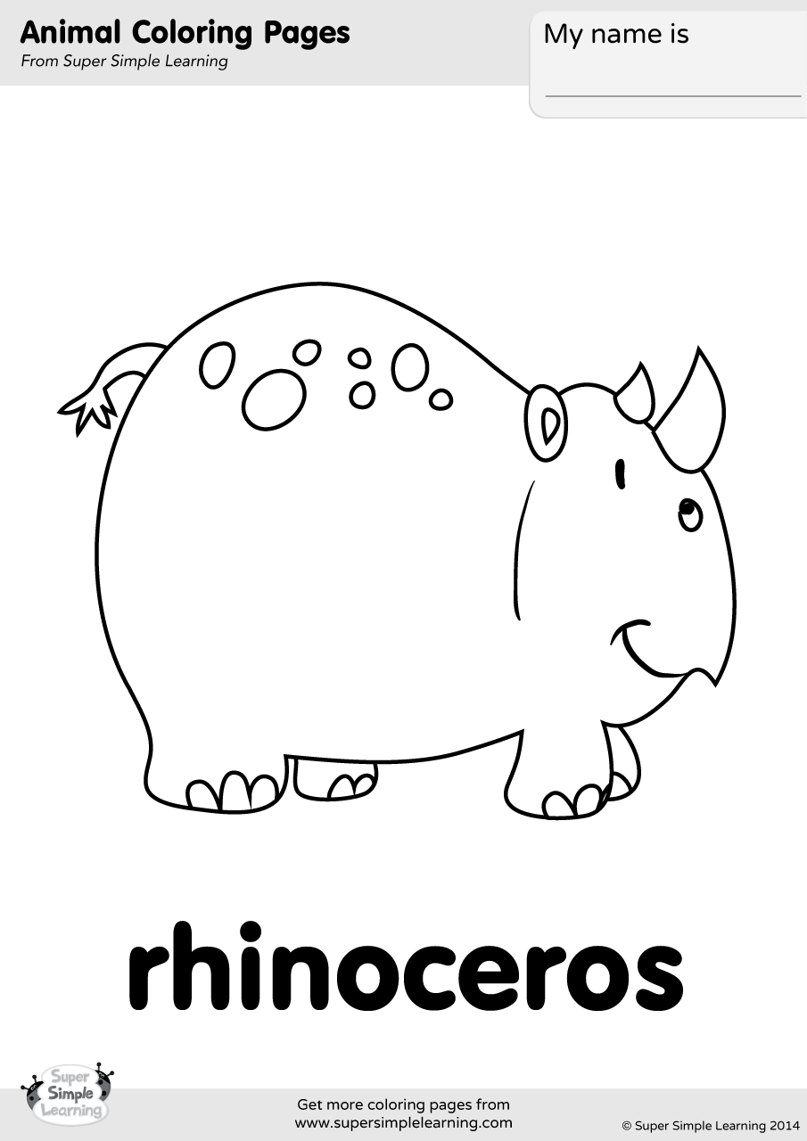 Download Rhinoceros Coloring Page - Super Simple