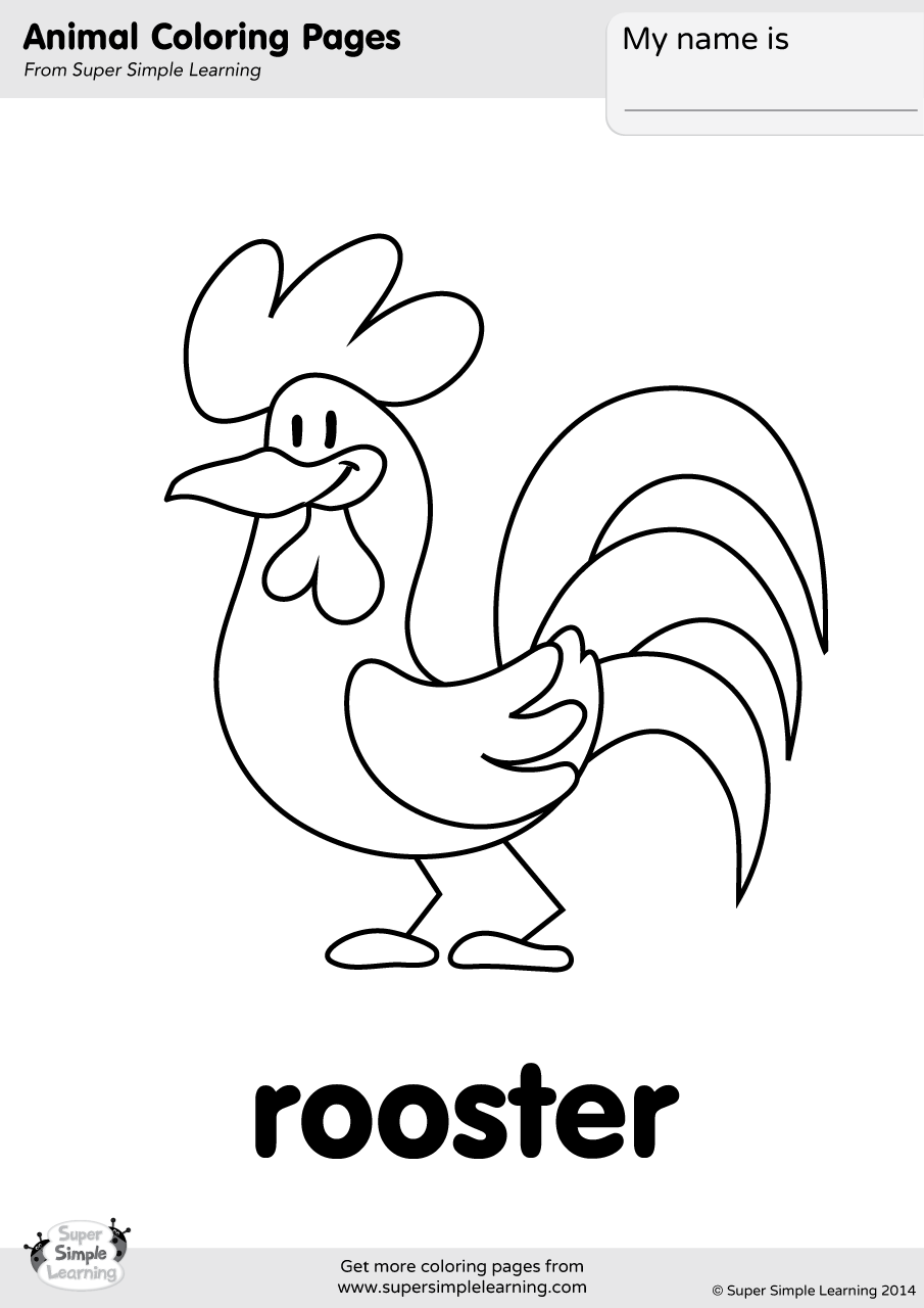 Rooster Coloring Page - Super Simple