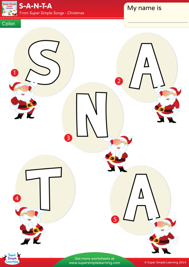 Santa is his name o. Santa super simple Song. S-A-N-T-A super simple Songs. Santa super simple Songs Worksheet. S-A-N-T-A super simple Worksheets.