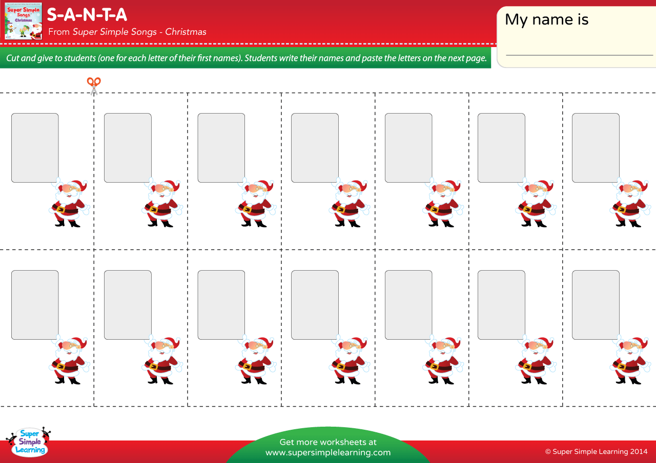 S-A-N-T-A Worksheet - Fill In The Blanks - Super Simple