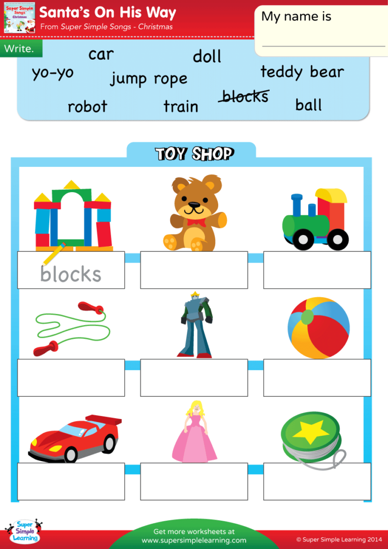 Santa is his name o. Super simple Songs Worksheets. Toy shop super simple Worksheets. Toys learn English Kids. Santa on his way.