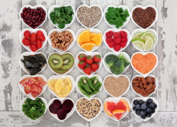 Fruits and Veggies in Heart Dishes