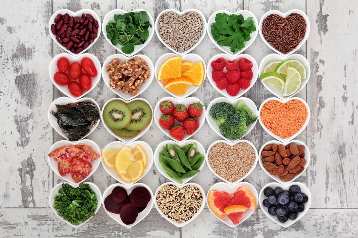 Fruits and Veggies in Heart Dishes