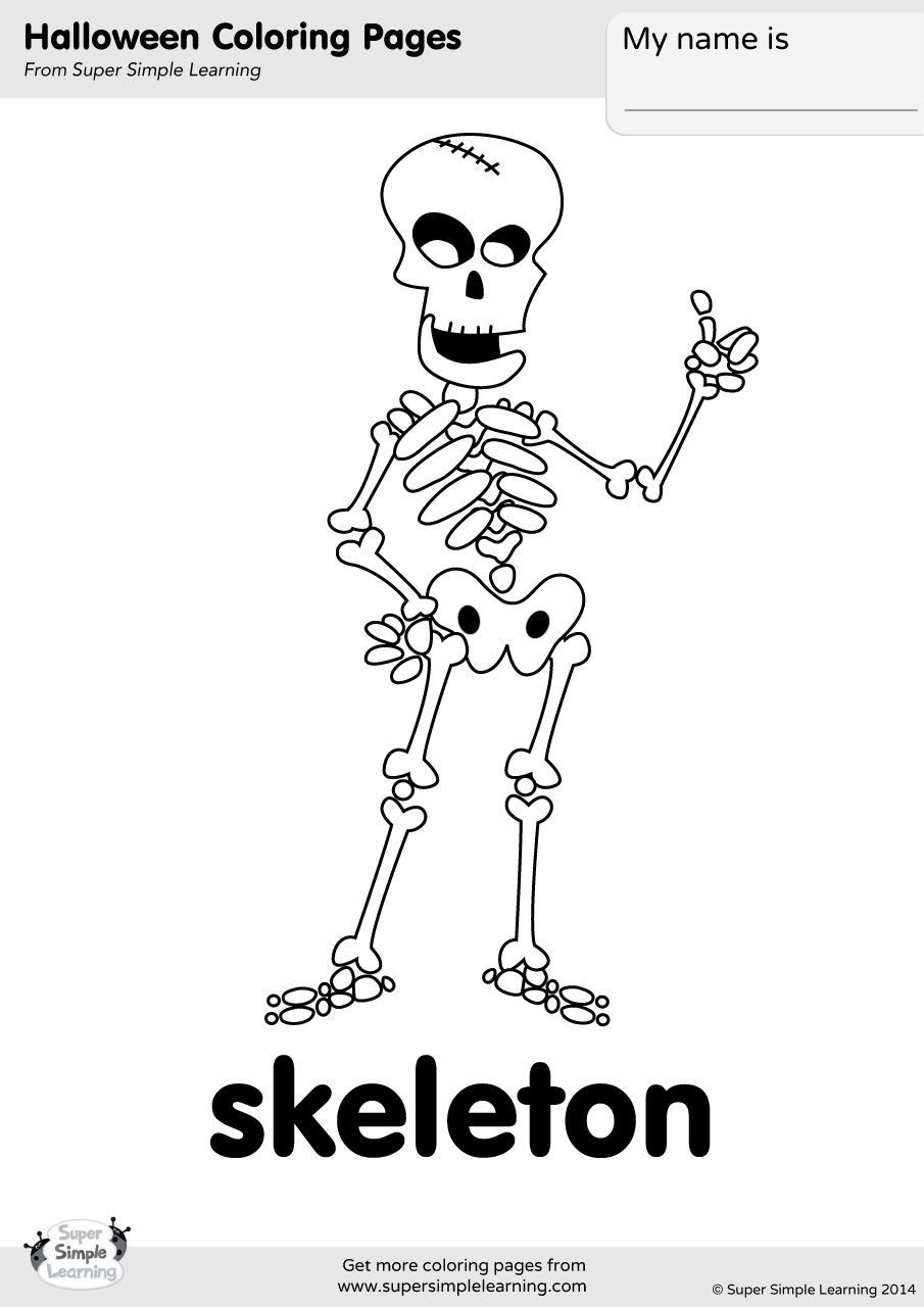 Skeleton Coloring Page Super Simple