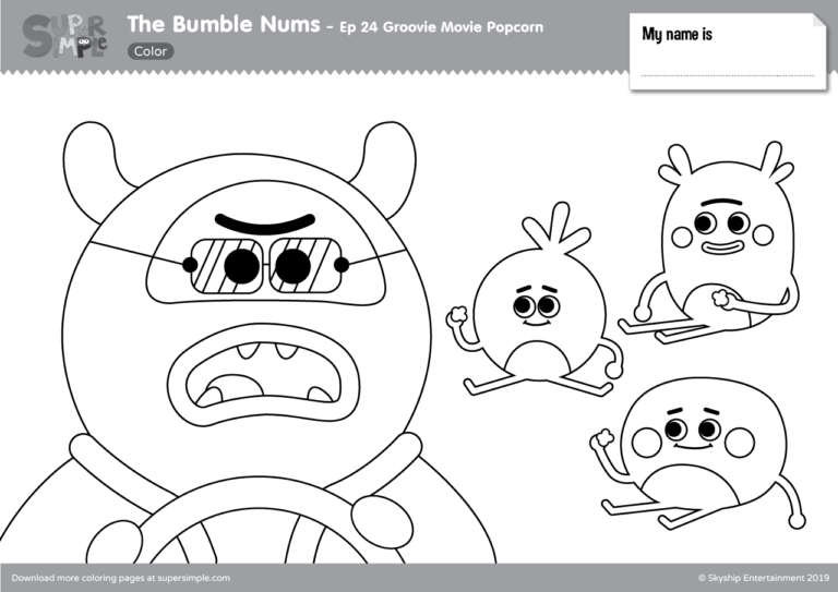 The Bumble Nums Color - Episode 24 - Groovy Movie Popcorn - Super Simple