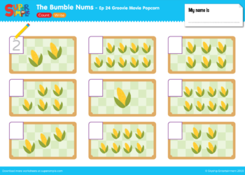 The Bumble Nums Worksheet Count & Write Ep 24
