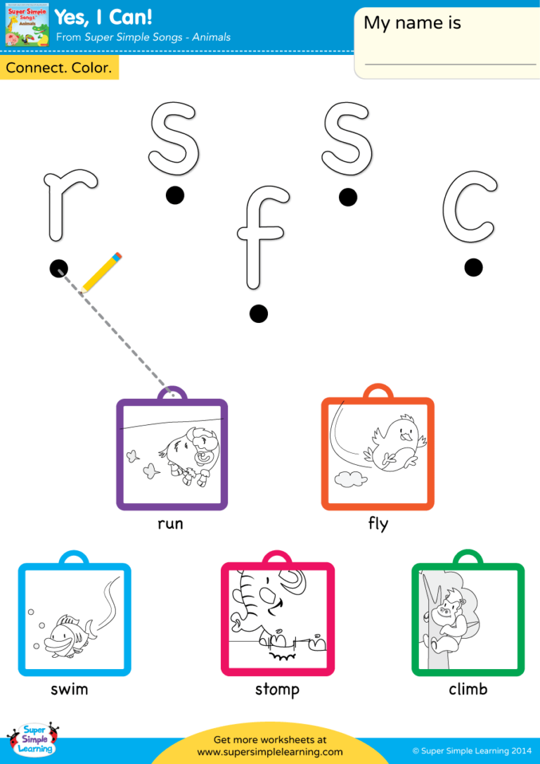 Yes, I Can! Worksheet - Lowercase Letter Matching - Super Simple