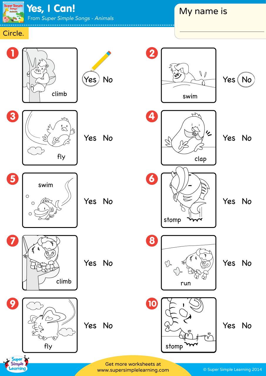 Yes I Can Worksheet Yes Or No Super Simple