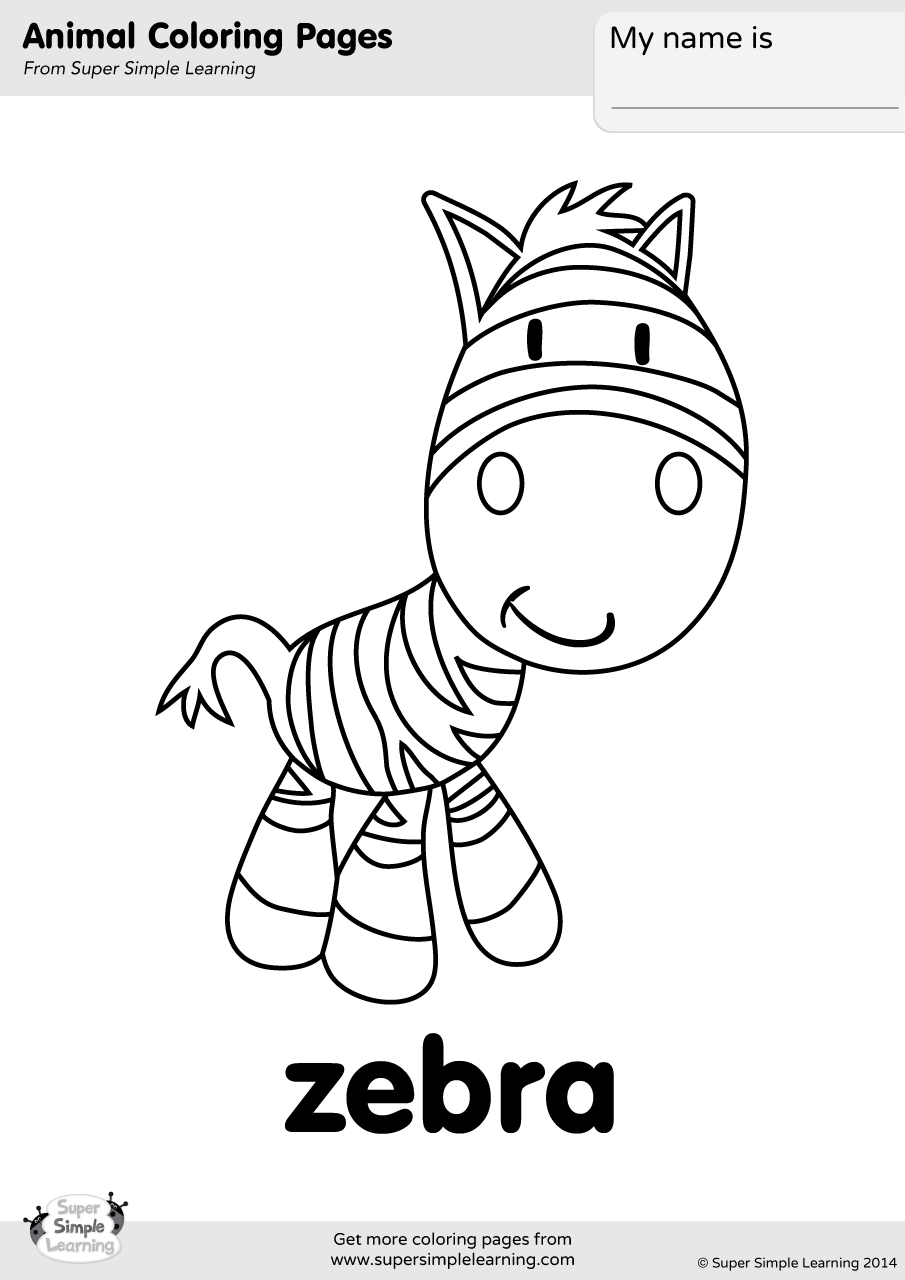 Zebra Coloring Page - Super Simple